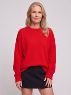 Droshel Oversized Crew Neck Jumper – Knitted Sweater Women Casual Autumn Winter Ribbed Relaxed Fit Pullover