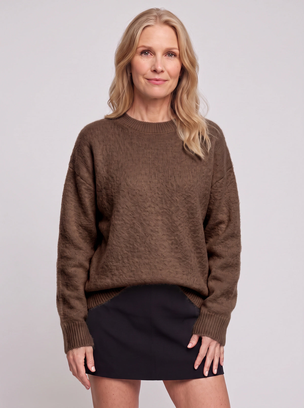 Droshel Oversized Crew Neck Jumper – Knitted Sweater Women Casual Autumn Winter Ribbed Relaxed Fit Pullover