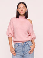 Cutholde Asymmetric Cold Shoulder Jumper – Chunky Knit Mock Neck Women Casual Autumn Winter Oversized Sweater