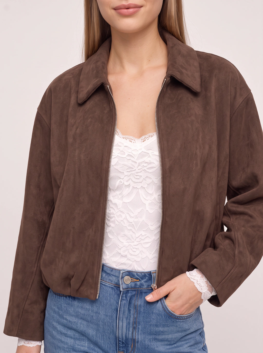 Collette Zip-Up Bomber Jacket – Velvet Women Casual Autumn Everyday Relaxed Collared Jacket