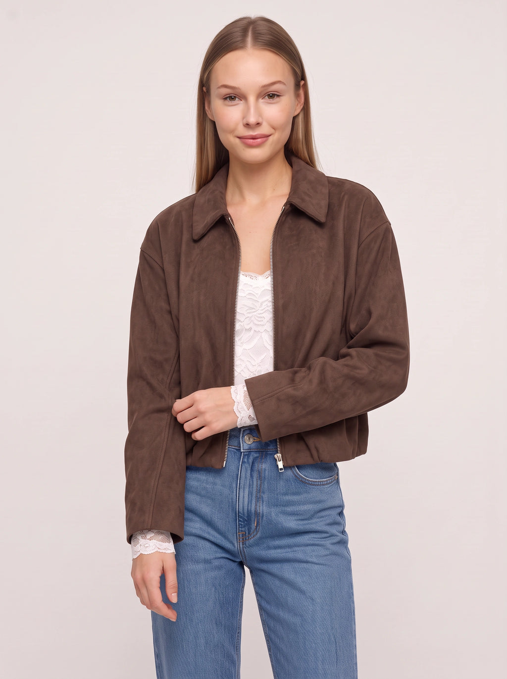 Collette Zip-Up Bomber Jacket – Velvet Women Casual Autumn Everyday Relaxed Collared Jacket