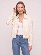 Collette Zip-Up Bomber Jacket – Velvet Women Casual Autumn Everyday Relaxed Collared Jacket
