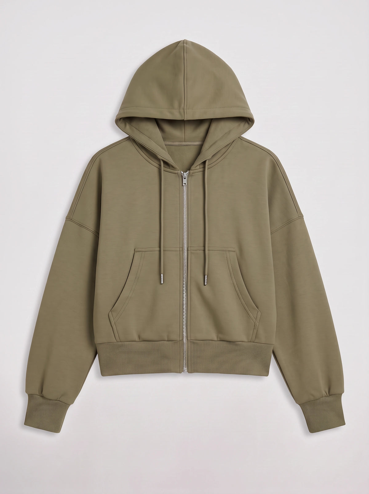 Ribcara Oversized Cropped Zip Hoodie – Women Relaxed Fit Casual Streetwear Drawstring Hooded Jacket
