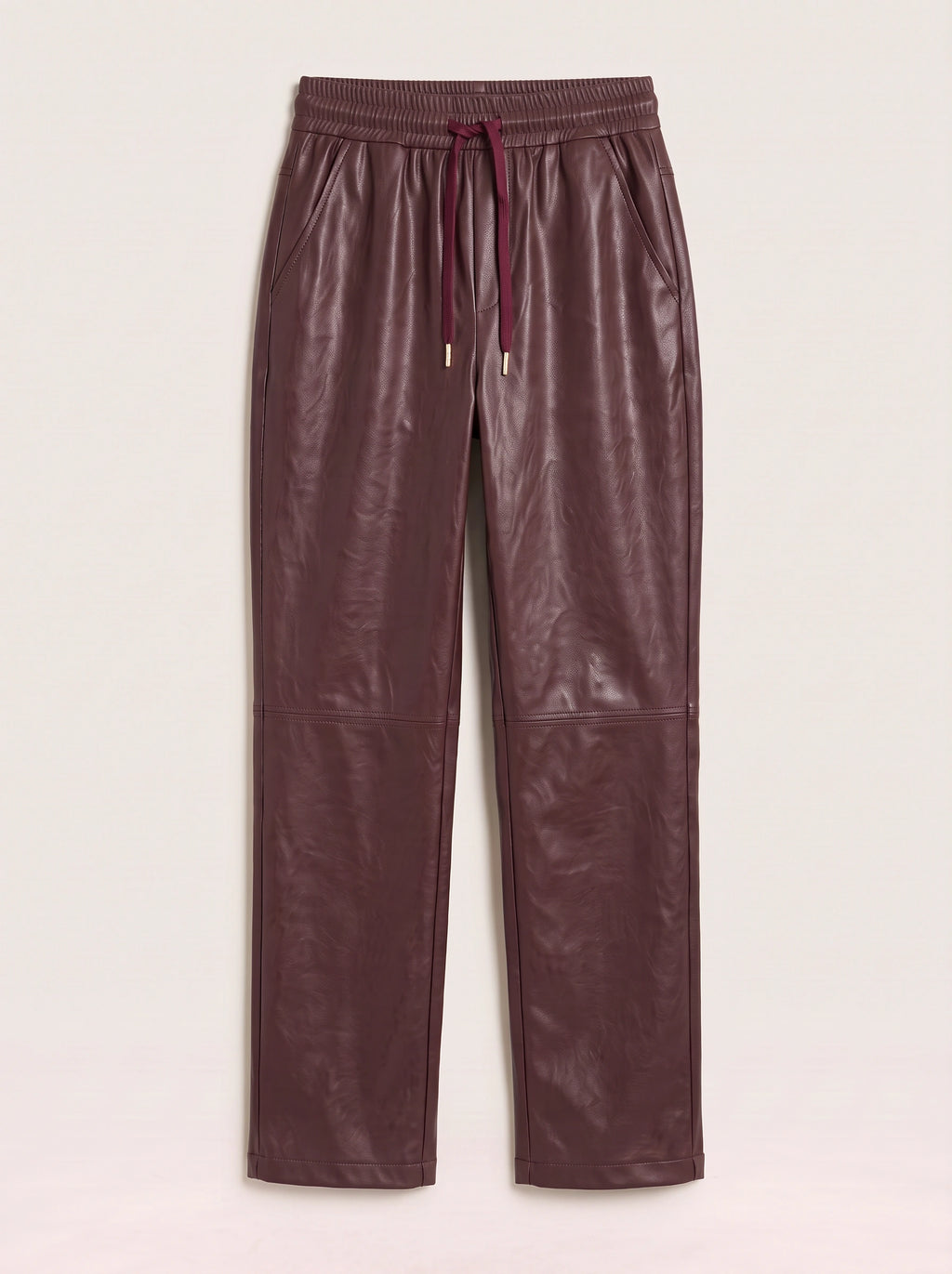 Smoquira High-Waist Tapered Trousers – Faux Leather Drawstring Women Casual Autumn Winter Smart Everyday Trousers