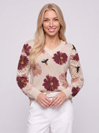 Crochella Floral V-Neck Jumper – Flower Knitwear Women Crochet Sleeve Casual Spring Autumn Knit Sweater