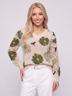 Crochella Floral V-Neck Jumper – Flower Knitwear Women Crochet Sleeve Casual Spring Autumn Knit Sweater
