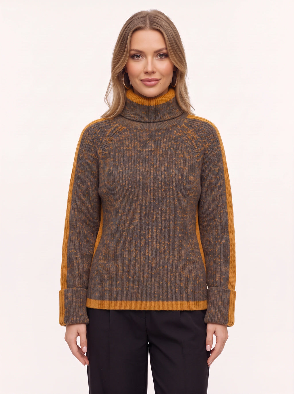 Stripanne Ribbed Turtleneck Jumper – Knit Sweater Women Autumn Winter Cosy Casual Oversized Top