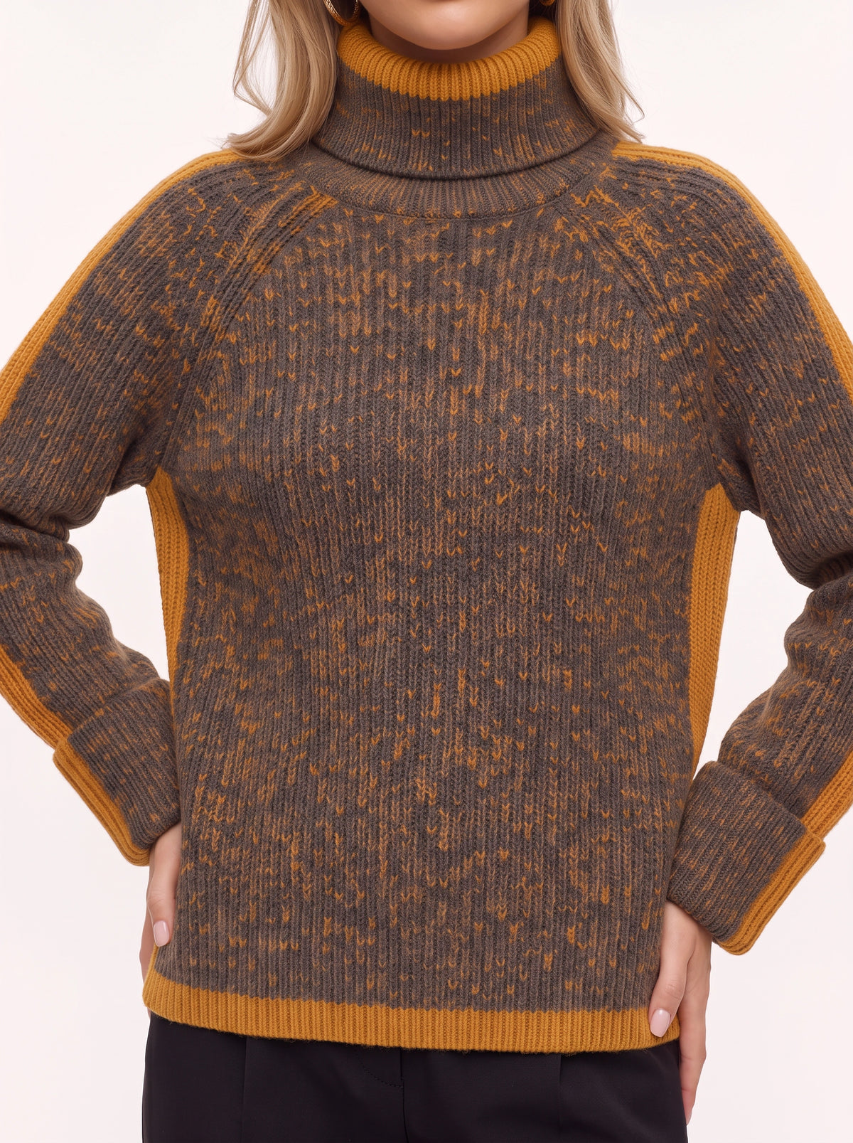 Stripanne Ribbed Turtleneck Jumper – Knit Sweater Women Autumn Winter Cosy Casual Oversized Top