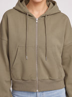 Ribcara Oversized Cropped Zip Hoodie – Women Relaxed Fit Casual Streetwear Drawstring Hooded Jacket