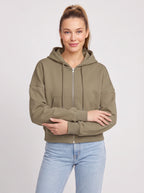 Ribcara Oversized Cropped Zip Hoodie – Women Relaxed Fit Casual Streetwear Drawstring Hooded Jacket