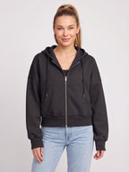 Ribcara Oversized Cropped Zip Hoodie – Women Relaxed Fit Casual Streetwear Drawstring Hooded Jacket