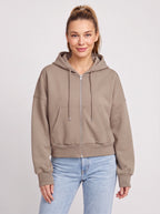 Ribcara Oversized Cropped Zip Hoodie – Women Relaxed Fit Casual Streetwear Drawstring Hooded Jacket