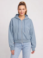 Ribcara Oversized Cropped Zip Hoodie – Women Relaxed Fit Casual Streetwear Drawstring Hooded Jacket