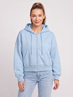 Ribcara Oversized Cropped Zip Hoodie – Women Relaxed Fit Casual Streetwear Drawstring Hooded Jacket
