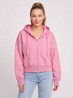 Ribcara Oversized Cropped Zip Hoodie – Women Relaxed Fit Casual Streetwear Drawstring Hooded Jacket