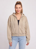 Ribcara Oversized Cropped Zip Hoodie – Women Relaxed Fit Casual Streetwear Drawstring Hooded Jacket
