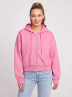 Ribcara Oversized Cropped Zip Hoodie – Women Relaxed Fit Casual Streetwear Drawstring Hooded Jacket