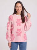 Teddow Appliqué Oversized Jumper – Teddy Bear Knitted Sweater Women Fluffy Casual Autumn Knitwear