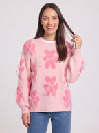 Teddow Appliqué Oversized Jumper – Teddy Bear Knitted Sweater Women Fluffy Casual Autumn Knitwear