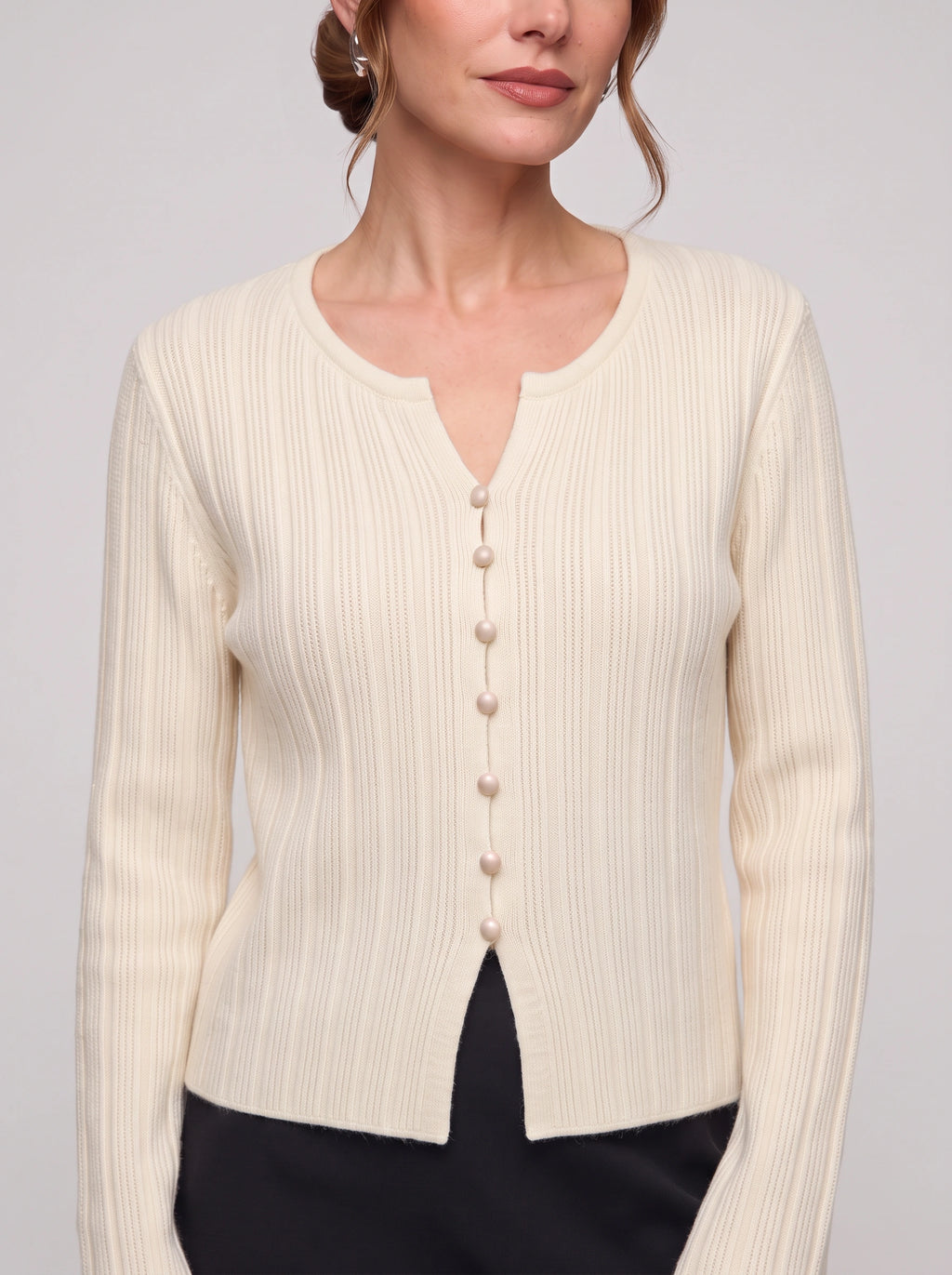 Ribtex Ribbed Button-Front Cardigan – Ribbed Knit Women Fall Autumn Office Workwear Casual Everyday Cardigan
