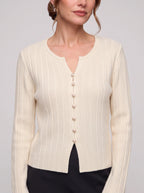Ribtex Ribbed Button-Front Cardigan – Ribbed Knit Women Fall Autumn Office Workwear Casual Everyday Cardigan