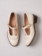 Brogwin Wingtip Mary Jane Shoes – T-Strap Low Heel Women Vintage Retro Office Smart Casual Brogue Shoes