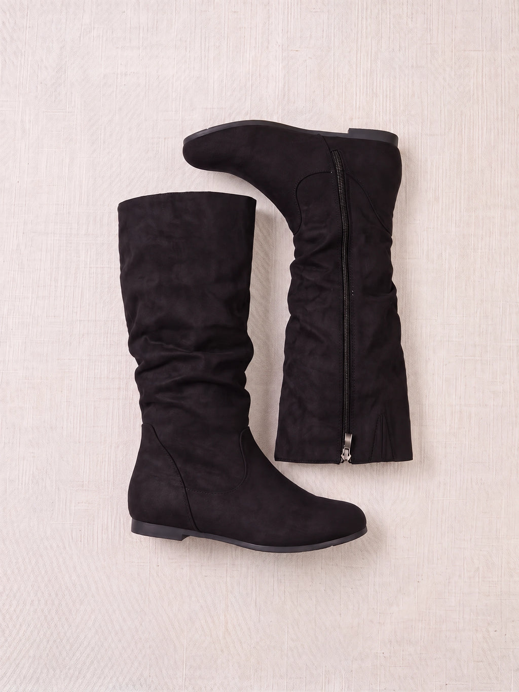 Sloforra Slouch Calf Boots – Women Casual Autumn Winter Low Heel Suede Mid Calf Boots