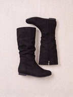 Sloforra Slouch Calf Boots – Women Casual Autumn Winter Low Heel Suede Mid Calf Boots