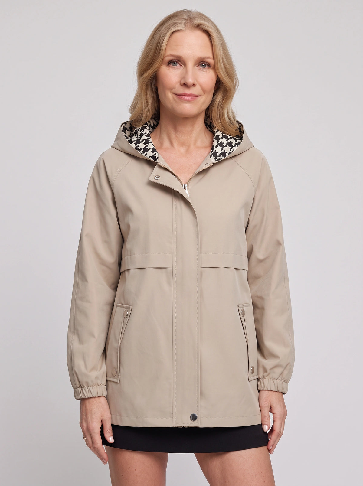Hounthea Reversible Hooded Raincoat – Lightweight Waterproof Women Autumn Casual Outdoor Jacket