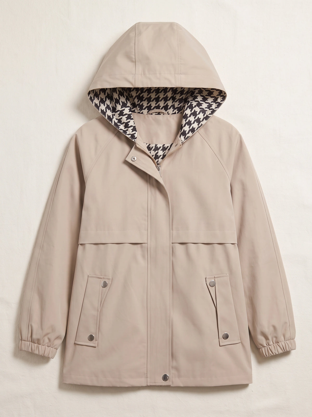 Hounthea Reversible Hooded Raincoat – Lightweight Waterproof Women Autumn Casual Outdoor Jacket