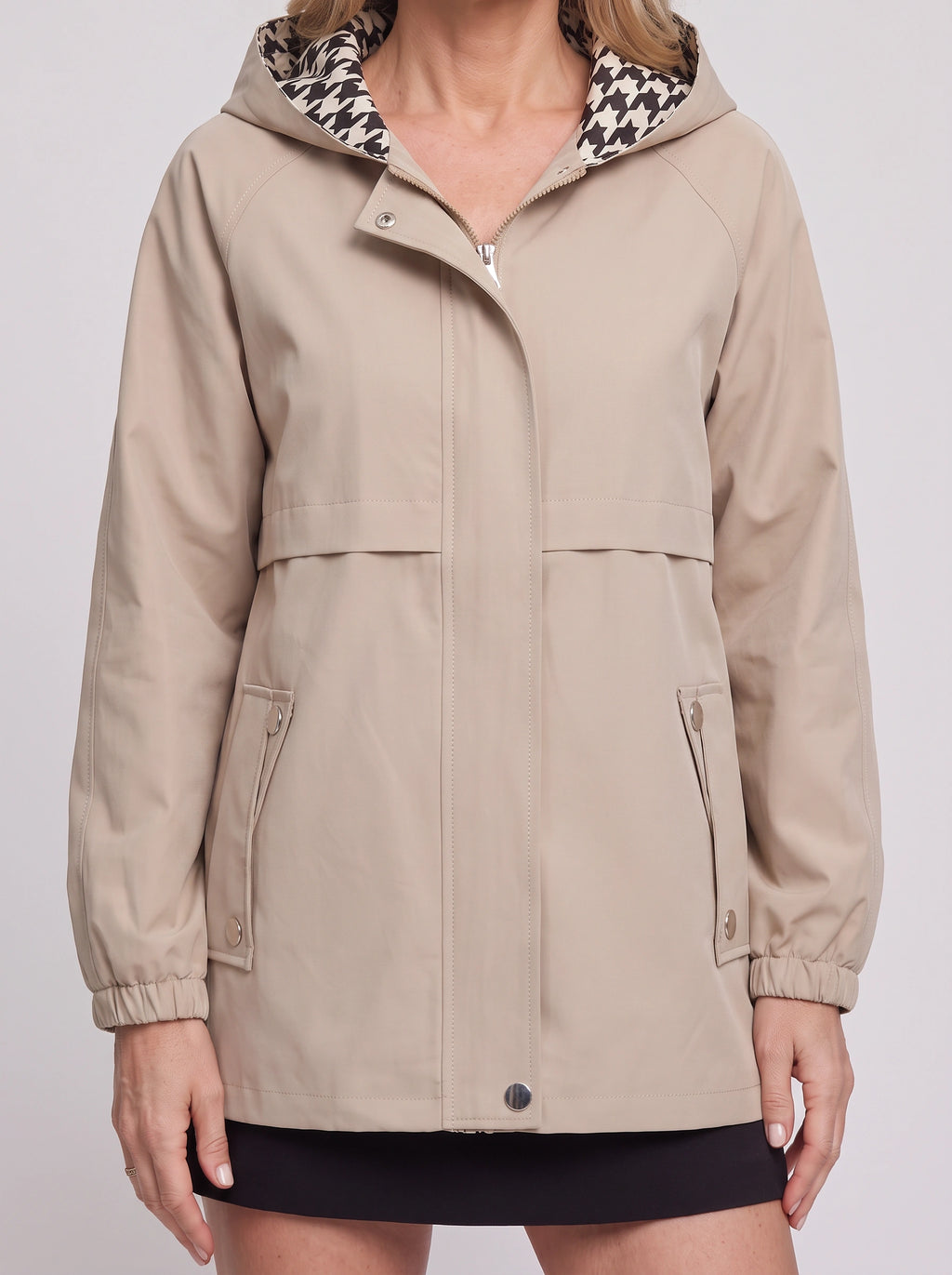 Hounthea Reversible Hooded Raincoat – Lightweight Waterproof Women Autumn Casual Outdoor Jacket