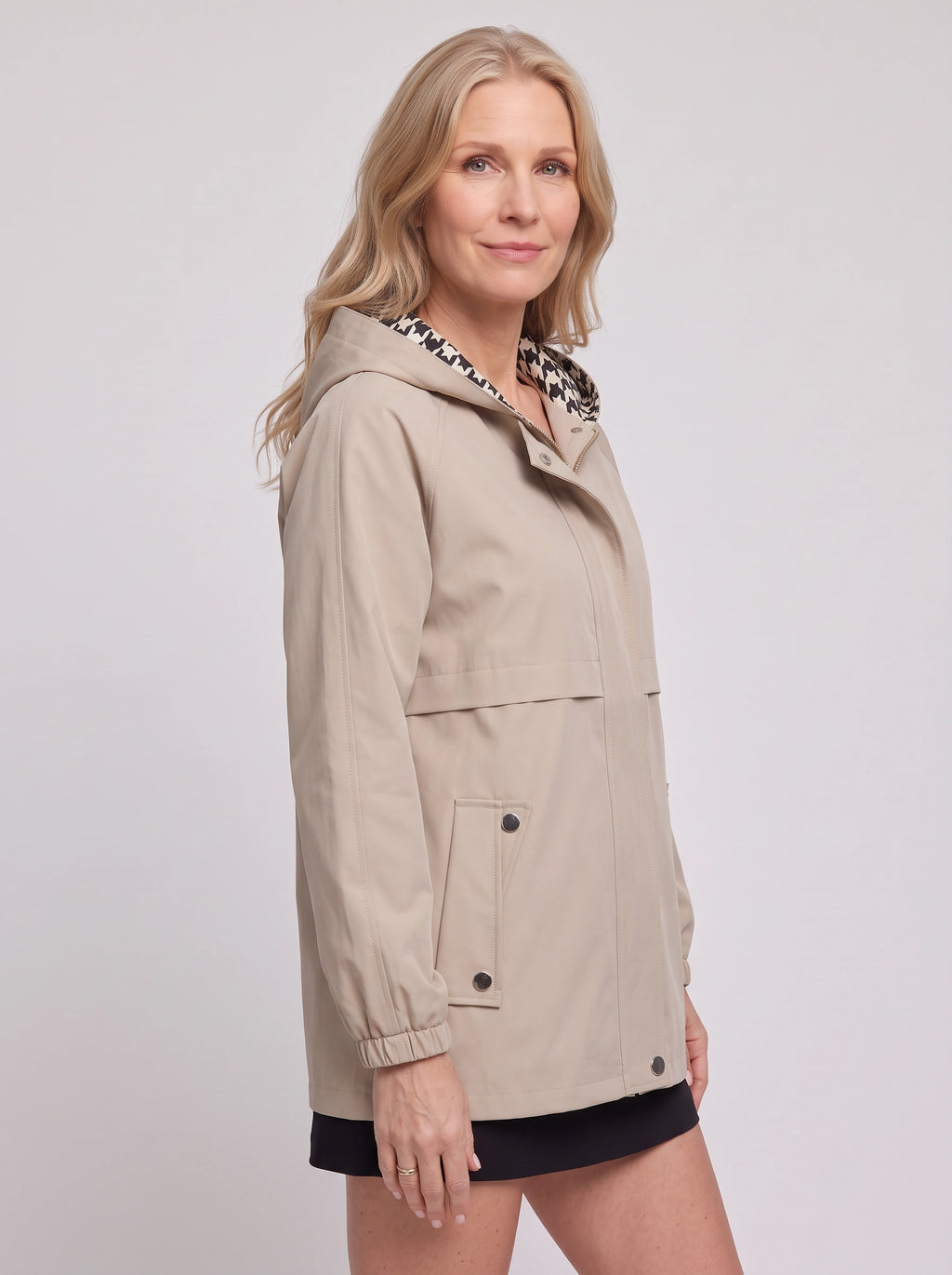 Hounthea Reversible Hooded Raincoat – Lightweight Waterproof Women Autumn Casual Outdoor Jacket