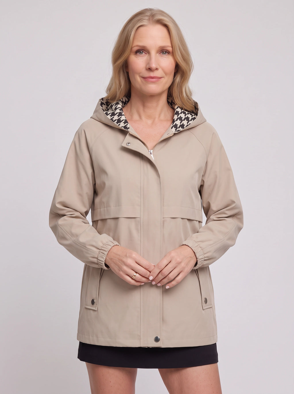 Hounthea Reversible Hooded Raincoat – Lightweight Waterproof Women Autumn Casual Outdoor Jacket