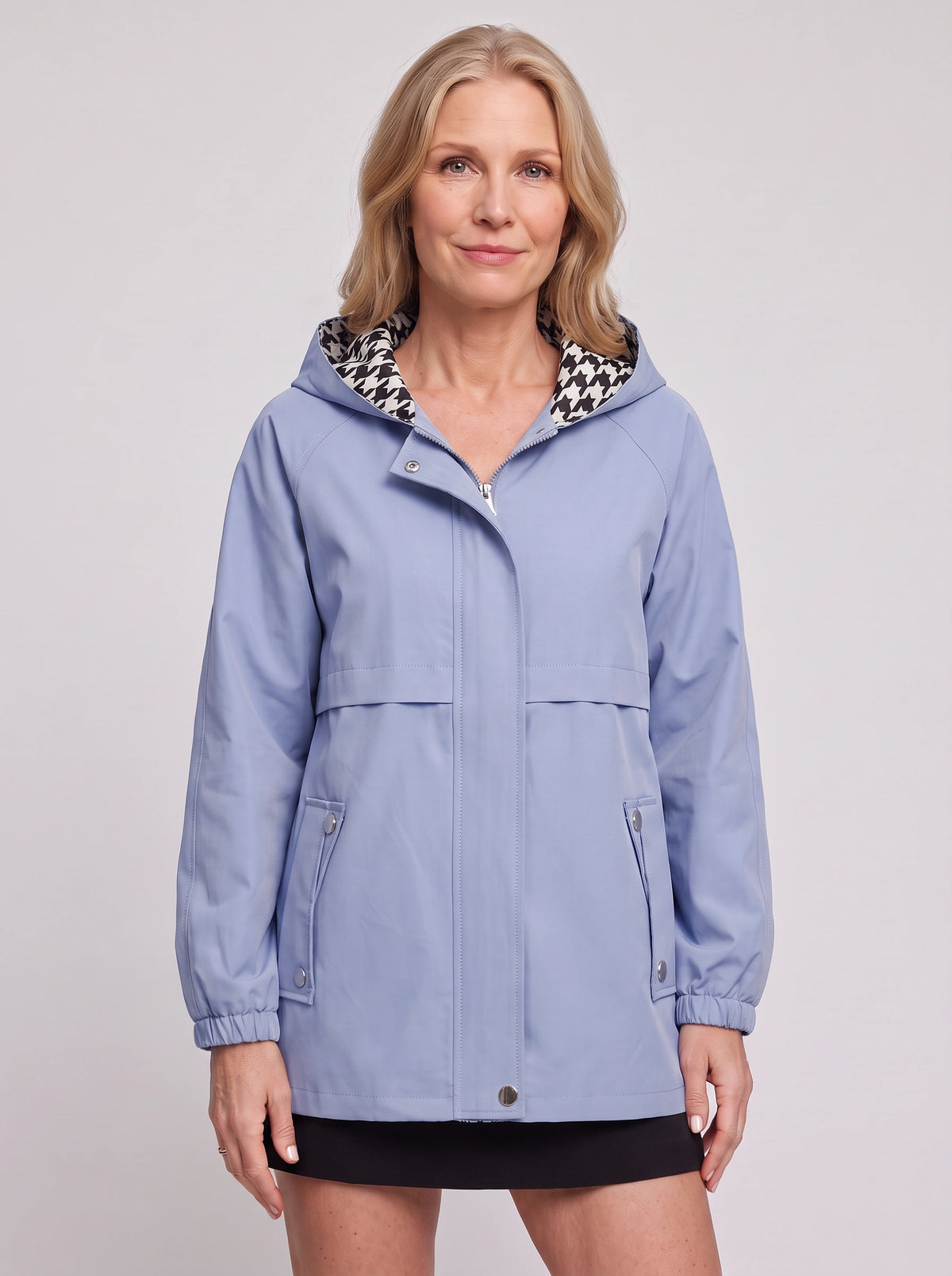 Hounthea Reversible Hooded Raincoat – Lightweight Waterproof Women Autumn Casual Outdoor Jacket