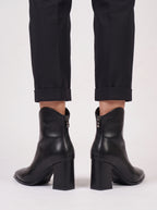 Mettora Leather Ankle Boots – Pointed Toe Heeled Women Ladies Black Ankle Boot Autumn Winter Retro