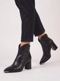 Mettora Leather Ankle Boots – Pointed Toe Heeled Women Ladies Black Ankle Boot Autumn Winter Retro