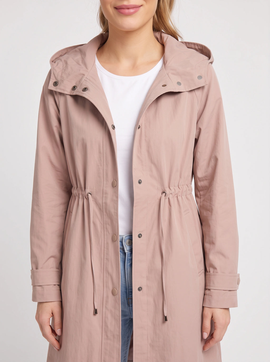 Cindrah Hooded Longline Trench Coat – Women Lightweight Casual Autumn Workwear Loose Fit Trench Coat