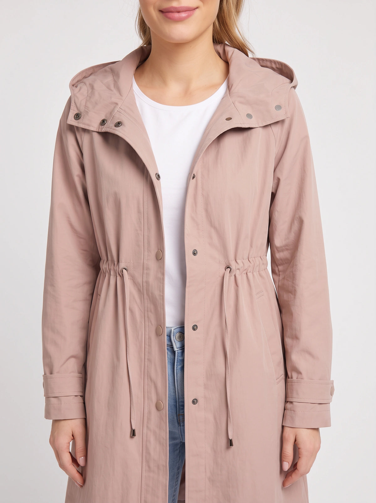 Cindrah Hooded Longline Trench Coat – Women Lightweight Casual Autumn Workwear Loose Fit Trench Coat