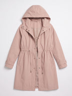 Cindrah Hooded Longline Trench Coat – Women Lightweight Casual Autumn Workwear Loose Fit Trench Coat