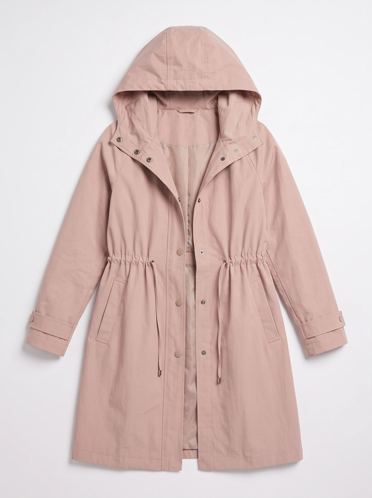 Cindrah Hooded Longline Trench Coat – Women Lightweight Casual Autumn Workwear Loose Fit Trench Coat