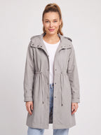 Cindrah Hooded Longline Trench Coat – Women Lightweight Casual Autumn Workwear Loose Fit Trench Coat