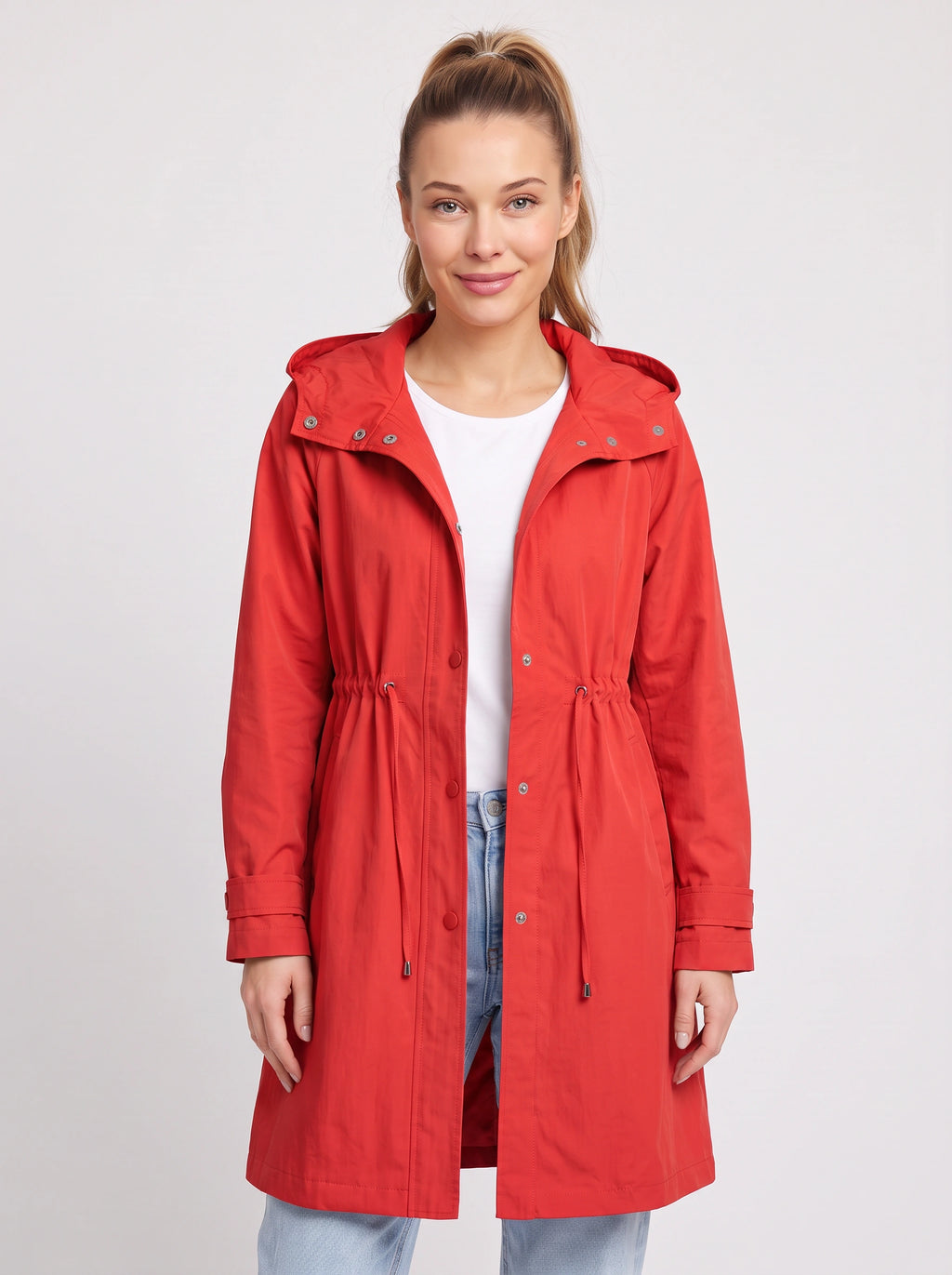 Cindrah Hooded Longline Trench Coat – Women Lightweight Casual Autumn Workwear Loose Fit Trench Coat