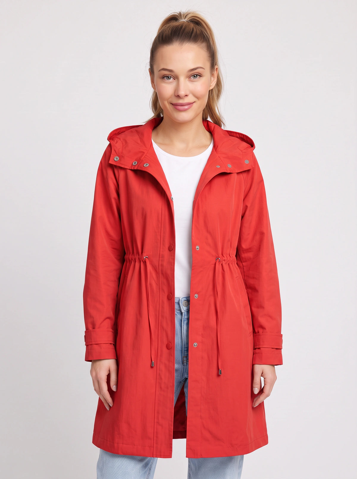 Cindrah Hooded Longline Trench Coat – Women Lightweight Casual Autumn Workwear Loose Fit Trench Coat