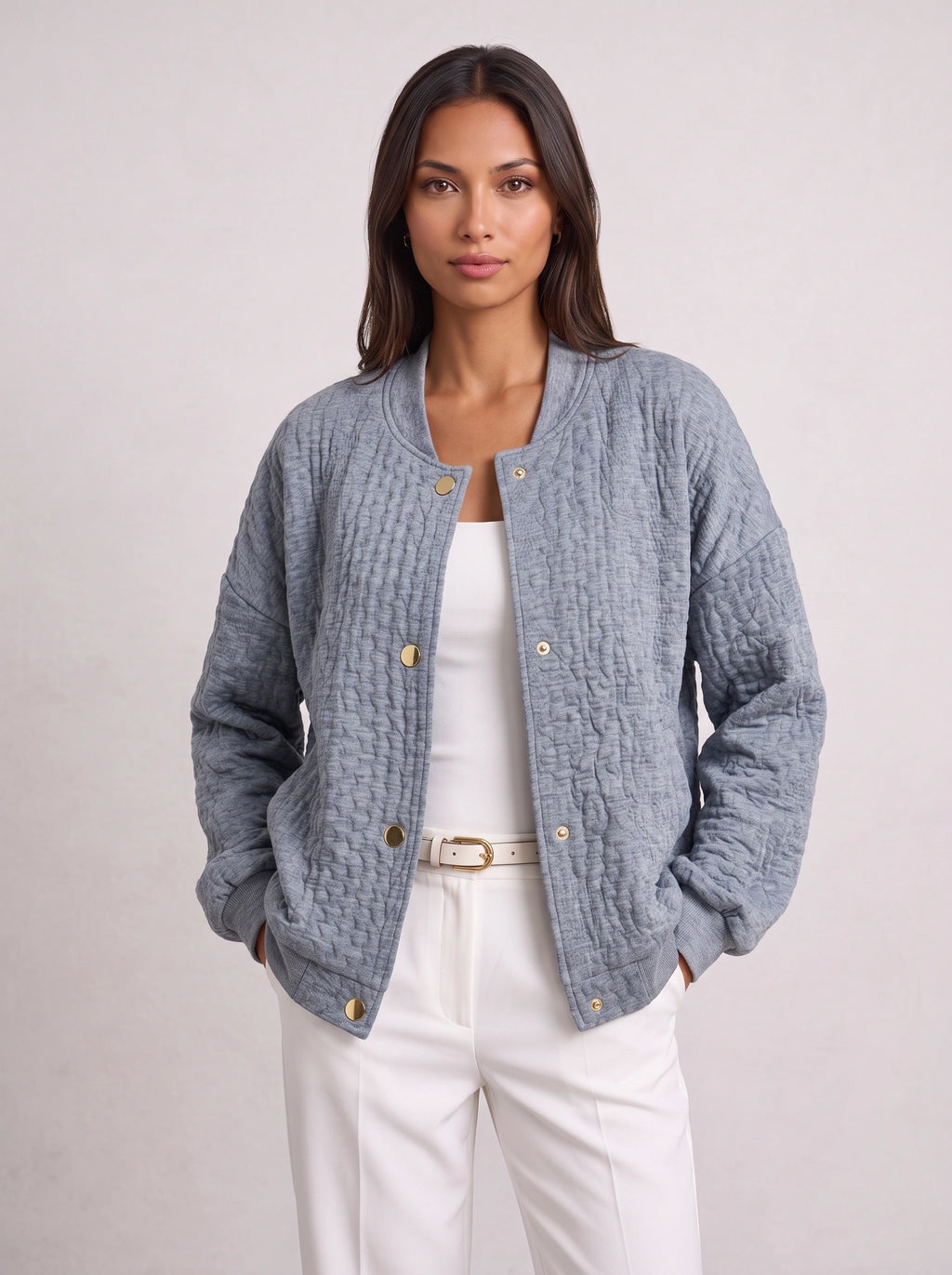 Quilchan Quilted Bomber Jacket – Padded Women Casual Stand Collar Lightweight Autumn Winter Bomber Jacket