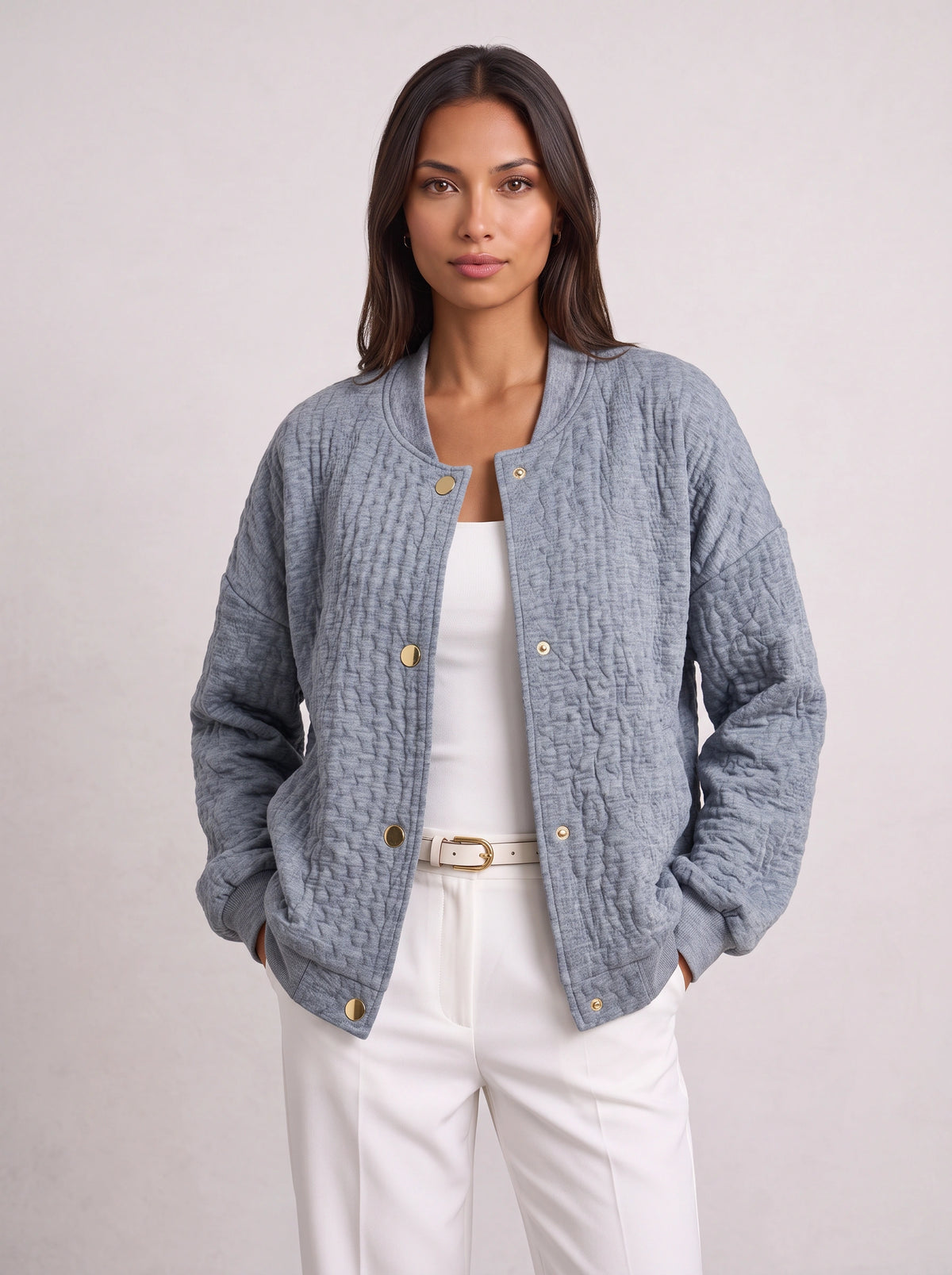 Quilchan Quilted Bomber Jacket – Padded Women Casual Stand Collar Lightweight Autumn Winter Bomber Jacket