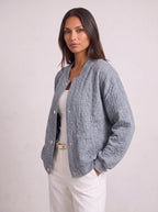 Quilchan Quilted Bomber Jacket – Padded Women Casual Stand Collar Lightweight Autumn Winter Bomber Jacket