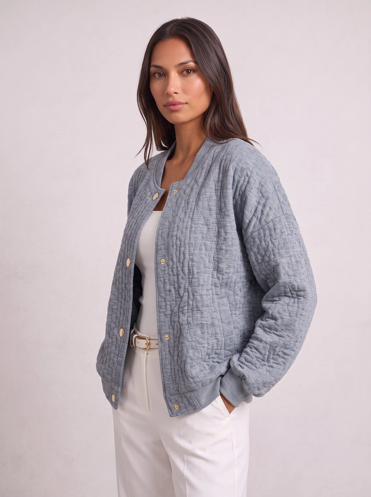 Quilchan Quilted Bomber Jacket – Padded Women Casual Stand Collar Lightweight Autumn Winter Bomber Jacket