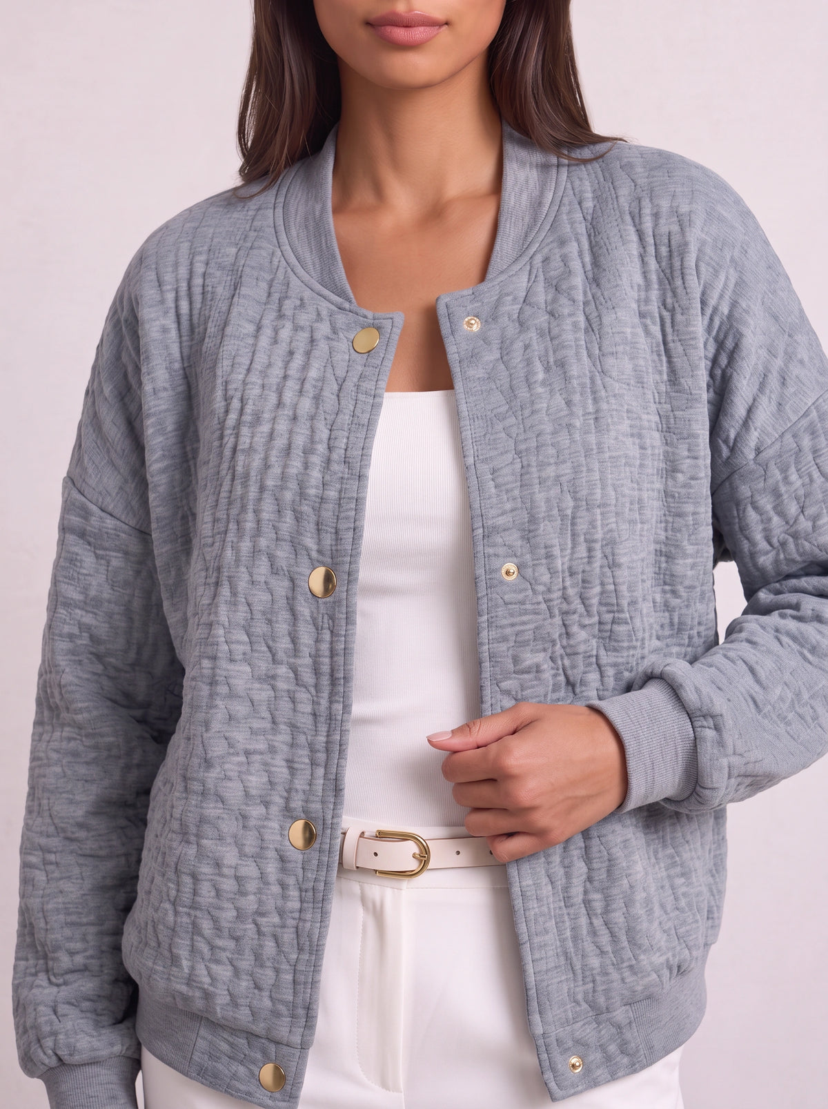 Quilchan Quilted Bomber Jacket – Padded Women Casual Stand Collar Lightweight Autumn Winter Bomber Jacket
