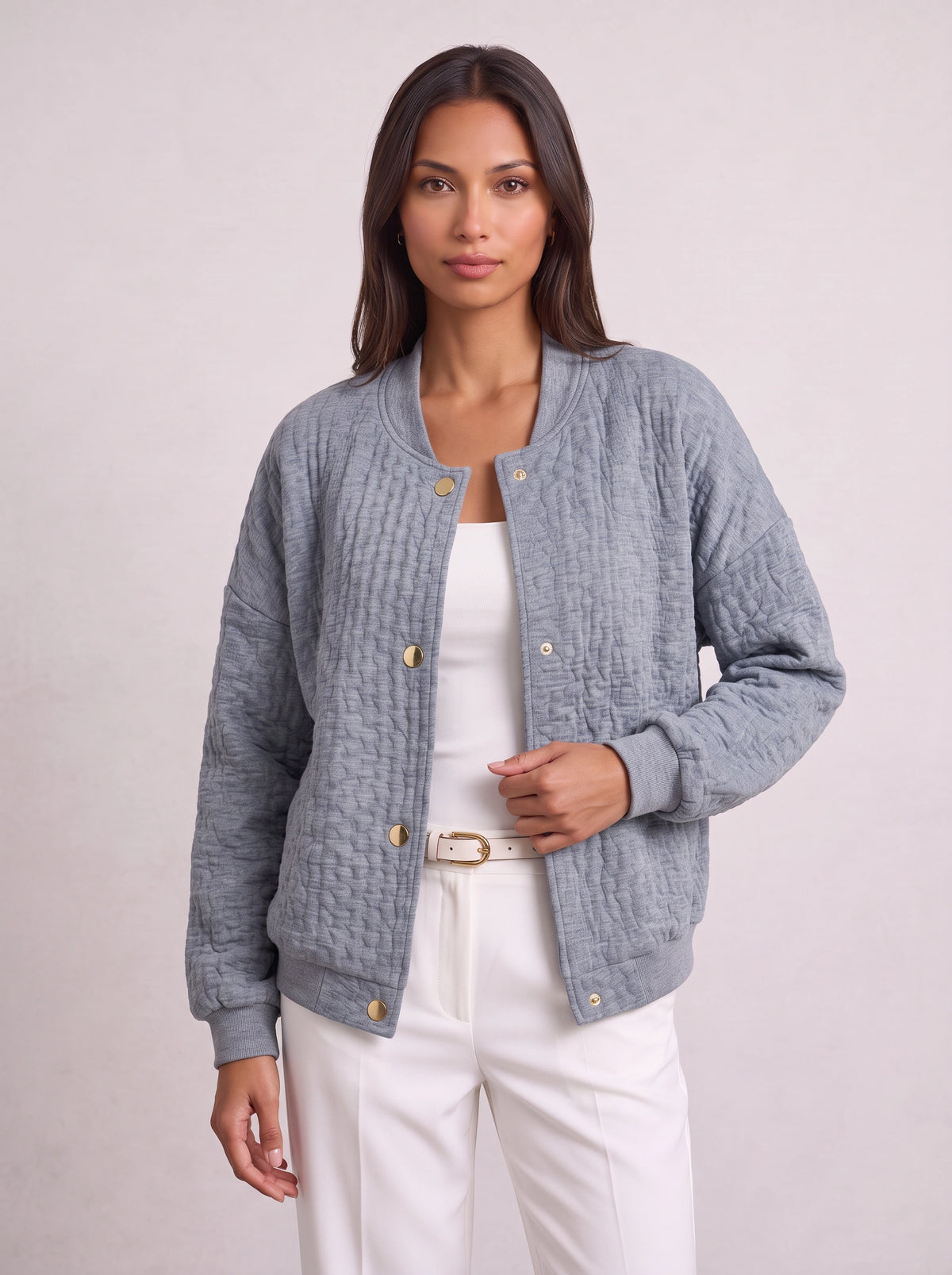 Quilchan Quilted Bomber Jacket – Padded Women Casual Stand Collar Lightweight Autumn Winter Bomber Jacket