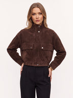 Snapette Oversized Cropped Bomber Jacket – Suede Oversized Cropped Women Casual Autumn Winter Streetwear Bomber Jacket